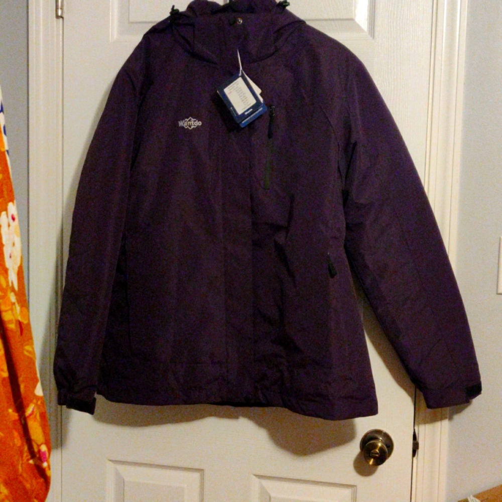 Wantdo Mens 3 in 1 ski jacket with hood. XL rust